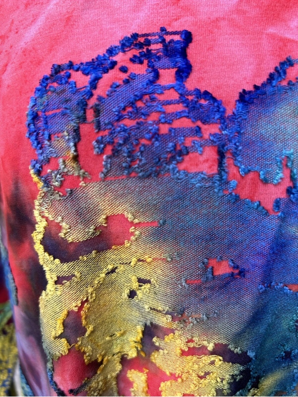CALEAAS Top Size L Multicolor Abstract Textured Print Excellent Condition - Picture 3 of 8